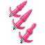 Набір анальних пробок з вібрацією Frisky Thrill Trio Anal Plug Set, рожевий - Фото №2