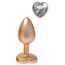Анальна пробка з прозорим кристалом Gleaming Love Pearl Gold Plug Heart S, золота - Фото №2