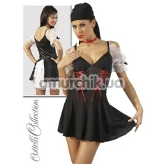 Костюм пиратки Cottelli Collection чёрный: платье + головной убор + чокер - Фото №1