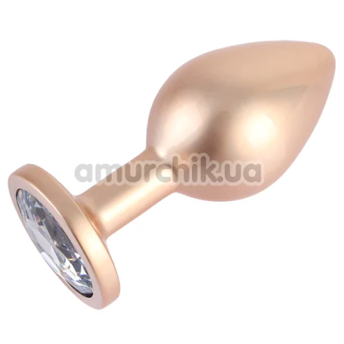 Анальная пробка с прозрачным кристаллом Matrix Mont Candy Rose Gold Gem Metal Plug M, золотая
