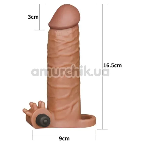 Насадка - удлинитель пениса с вибрацией Lovetoy Pleasure X-Tender Series LV1061, коричневая