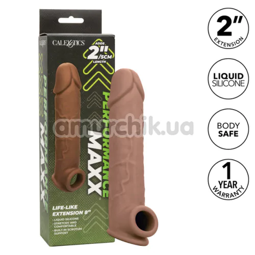Насадка на пенис Performance Maxx Life-Like Extension 8, коричневая