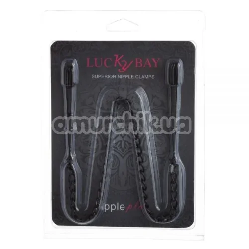 Затискачі для сосків довгі з ланцюжком Lucky Bay Nipple Play Chain, чорні