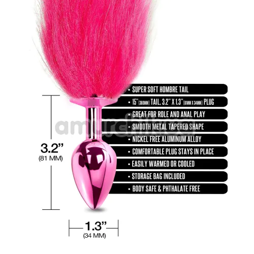 Анальна пробка з хвостом лисиці Nixie Butt Plug / Hombre Tail, рожева