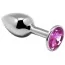 Анальна пробка з рожевим кристалом Alive Anal Pleasure Mini Metal Butt Plug S, срібна - Фото №1