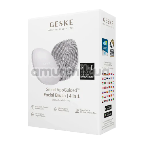 Щетка для лица Geske Facial Brush 4 in 1, светло-серая