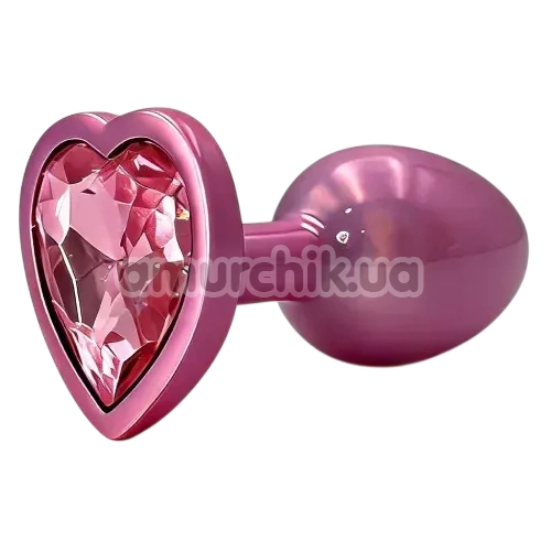 Анальна пробка з рожевим кристалом Alume Metal Heart Plug S, рожева