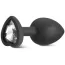 Анальна пробка з прозорим кристалом Silicone Jewelled Butt Plug Heart Small, чорна - Фото №6