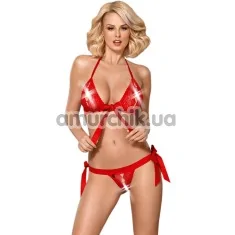 Комплект Obsessive 822-SET-3 красный: бюстгальтер + трусики-стринги  - Фото №1