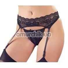 Комплект Cotelli Collection String & Suspender Belt 2321874 черный: трусики-стринги + пояс для чулок - Фото №1