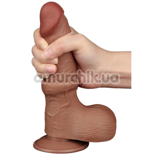 Фаллоимитатор Sliding-Skin Dual Layer Dong 7.5 с мошонкой, светло-коричневый