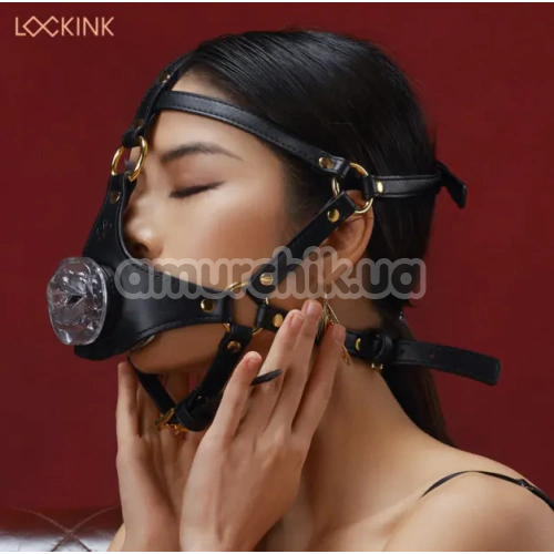 Маска для мінету Lockink Blowjob Head Harness Muzzle for Puppy Play, чорна