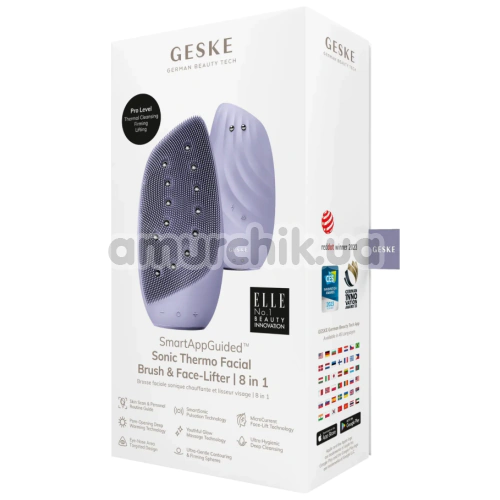 Щетка для лица Geske Sonic Thermo Facial Brush & Face-Lifter 8 in 1, сиреневая