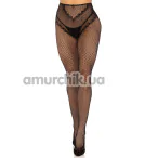 Колготки Leg Avenue Crotchless Net Tights With Heart Backseam, черные - Фото №1