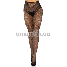 Колготки Leg Avenue Crotchless Net Tights With Heart Backseam, черные - Фото №1