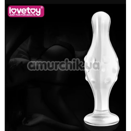 Анальна пробка Lovetoy Glass Romance GS17, прозора