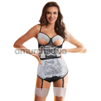 Костюм горничной Star Night Sexy Maid Lace Set, черно-белый: боди + фартух + подвязки - Фото №1