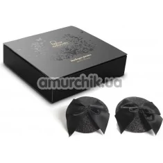 Прикраси для сосків Bijoux Indiscrets Burlesque Pasties Glitter And Bow, чорні - Фото №1