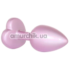 Анальная пробка с прозрачным кристаллом Exclusivity Jewellery Pearl Pink Heart Plug S, розовая - Фото №1