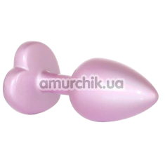 Анальная пробка с прозрачным кристаллом Exclusivity Jewellery Pearl Pink Heart Plug S, розовая - Фото №1