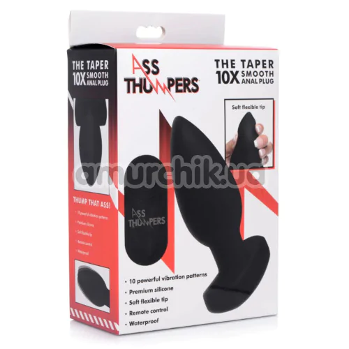Анальна пробка з вібрацією Ass Thumpers The Taper 10X Smooth Vibrating Anal Plug, чорна