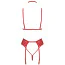 Комплект Kissable Bondage Kiss Set, красный: бюстгальтер + пояс для чулок + трусики-стринги + лента - Фото №9