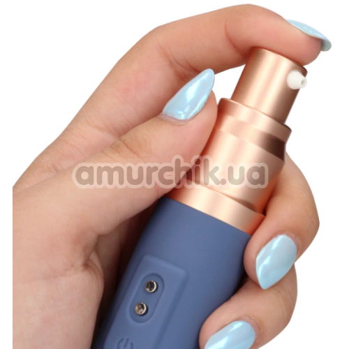 Вибратор с емкостью для лубиканта Loveline Travel Vibrator With Lube Compartment And Pump, синий