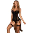 Комплект JSY Sexy Lingerie 8335, чорний: корсет + трусики-стрінги + панчохи - Фото №1