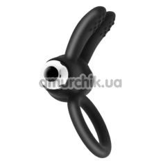 Віброкільце для члена S Pleasures Duo Flap Ring, чорне - Фото №1