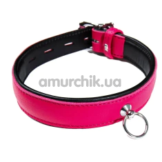 Нашийник DS Fetish Collar With Metal Ring, рожевий - Фото №1