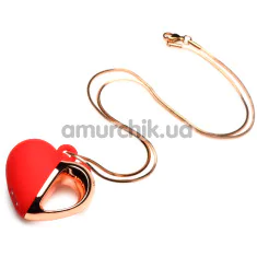Вибратор-подвеска в виде сердечка Charmed Vibrating Silicone Heart Necklace, красный - Фото №1