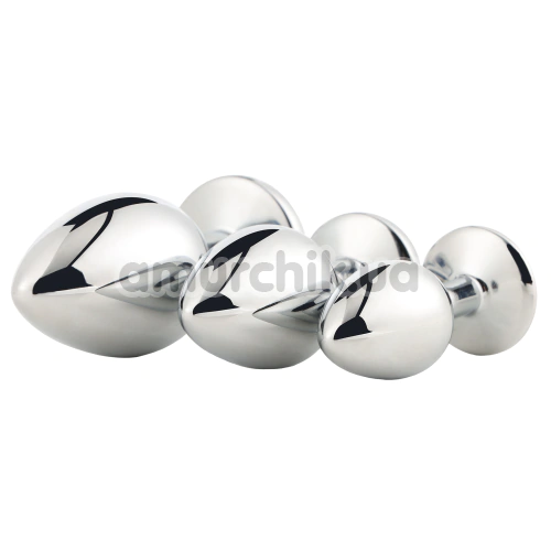 Набір із 3 анальних пробок з прозорим кристалом Gleaming Love Silver Plug Set, срібний