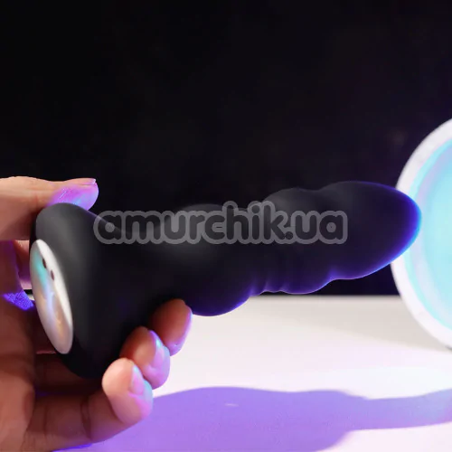 Анальна пробка з вібрацією і поштовхами B-Series Cute Lighting Anal Plug, чорна