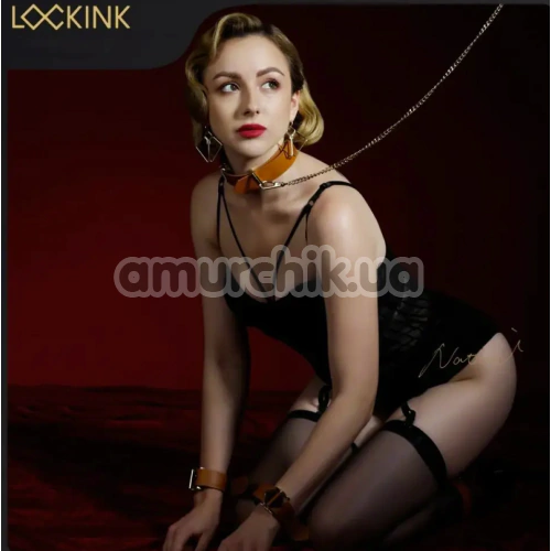 Ошейник с поводком Lockink Tied Collar With Leash Set, коричневый
