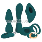 Набор секс-игрушек Couples Choice RC Mini Vibrator With 4 Attachments, зеленый - Фото №1