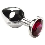 Анальная пробка с красным кристаллом SWAROVSKI Silver Amethyst Middle, серебряная - Фото №1