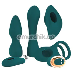 Набір секс-іграшок Couples Choice RC Mini Vibrator With 4 Attachments, зелений - Фото №1