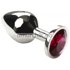 Анальная пробка с красным кристаллом SWAROVSKI Silver Amethyst Middle, серебряная - Фото №1
