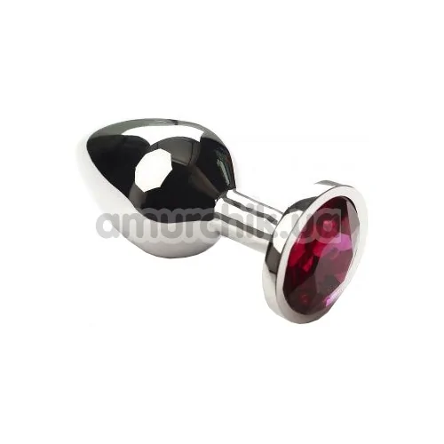 Анальна пробка з червоним кристалом SWAROVSKI Silver Amethyst Middle, срібна