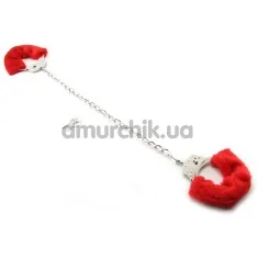 Фіксатори для ніг Furry Leg Cuffs, червоні - Фото №1
