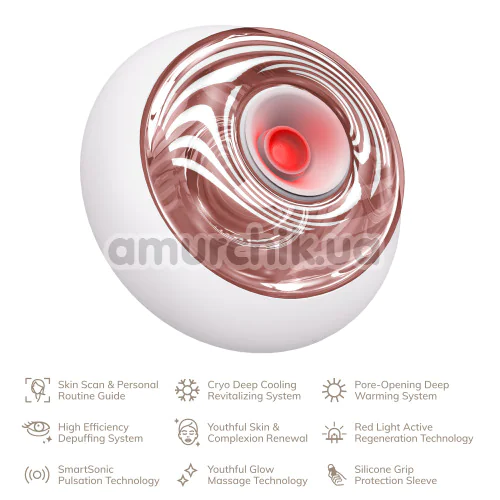 Ультразвуковий масажер для обличчя та тіла Geske Sonic Cool & Warm Face and Body Massager 9 in 1, кремовий