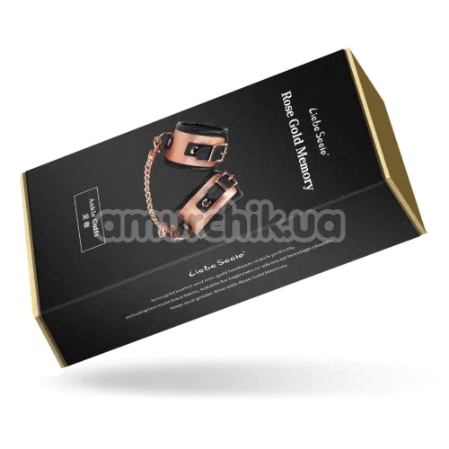 Фіксатори для рук Liebe Seele Rose Gold Memory Leather Handcuffs with Faux Fur Lining, золото-чорні