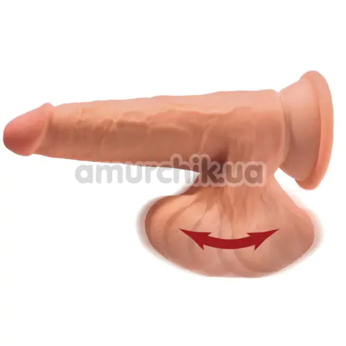 Фаллоимитатор King Cock Plus 7 Triple Density Cock With Swinging Balls, светло-коричневый