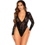 Боди Leg Avenue Rhinestone Lace Deep-V Bodysuit, черное - Фото №1