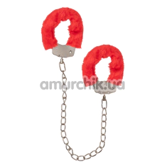 Фиксаторы для ног Furry Leg Cuffs 65 cm, красные - Фото №1
