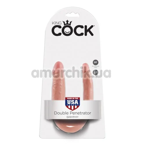 Подвійний фалоімітатор King Cock Double Trouble Small, тілесний