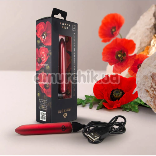 Клиторальный вибратор Rocks-Off Poppy Red, красный