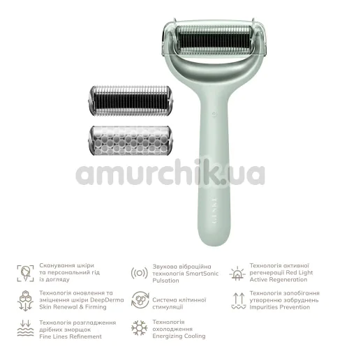 Массажер-роллер для лица и тела с микроиглами Geske MicroNeedle Face & Body Roller 8 in 1, зеленый
