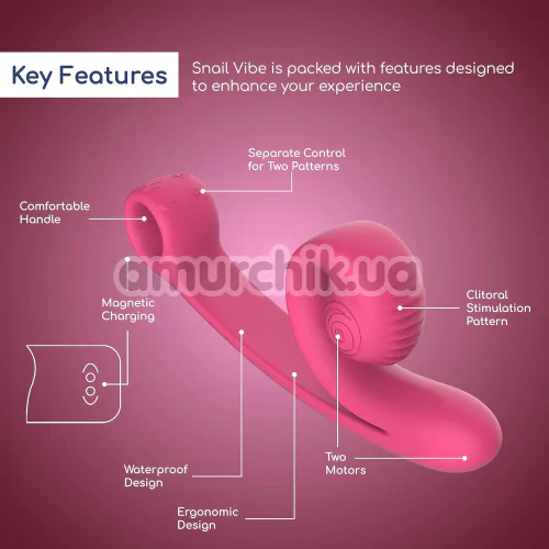 Вібратор для клітора і точки G Snail Vibe Curve, рожевий