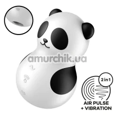 Симулятор орального сексу для жінок з вібрацією Satisfyer Pocket Panda, чорно-білий - Фото №1